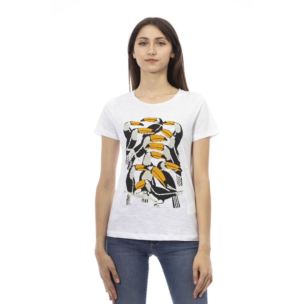 Camiseta de manga corta blanca Trussardi Action Chic con estampado exclusivo