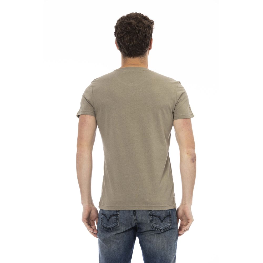 Camiseta de manga corta verde elegante Trussardi Action con estampado elegante en el frente