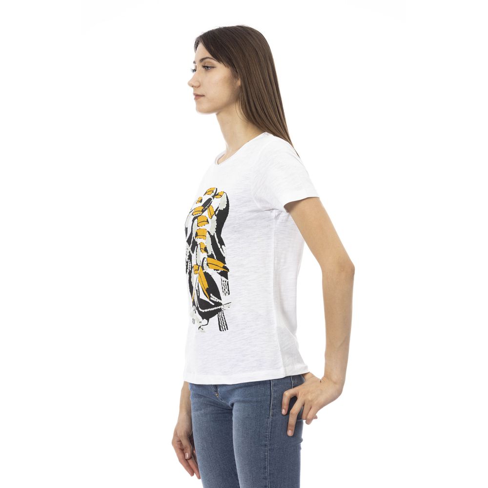 Camiseta de manga corta blanca Trussardi Action Chic con estampado exclusivo