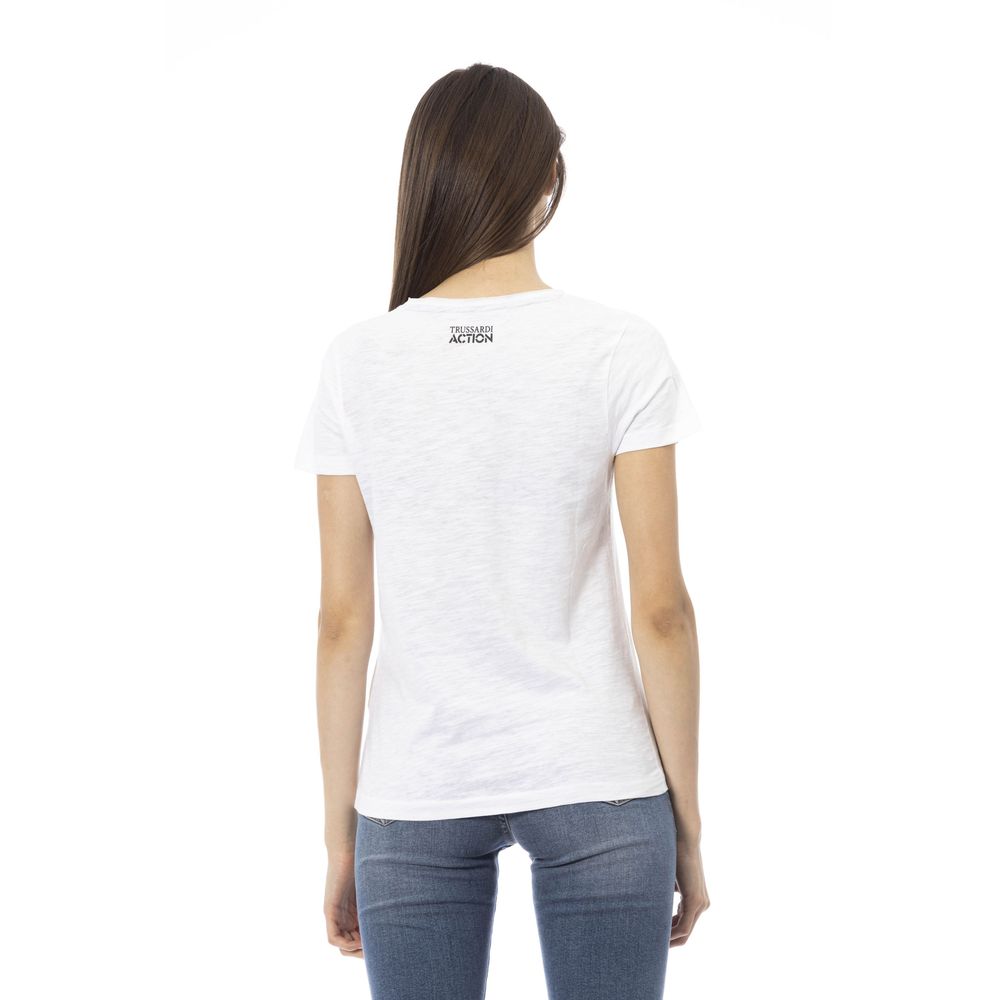 T-shirt blanc à manches courtes Trussardi Action Chic avec imprimé exclusif