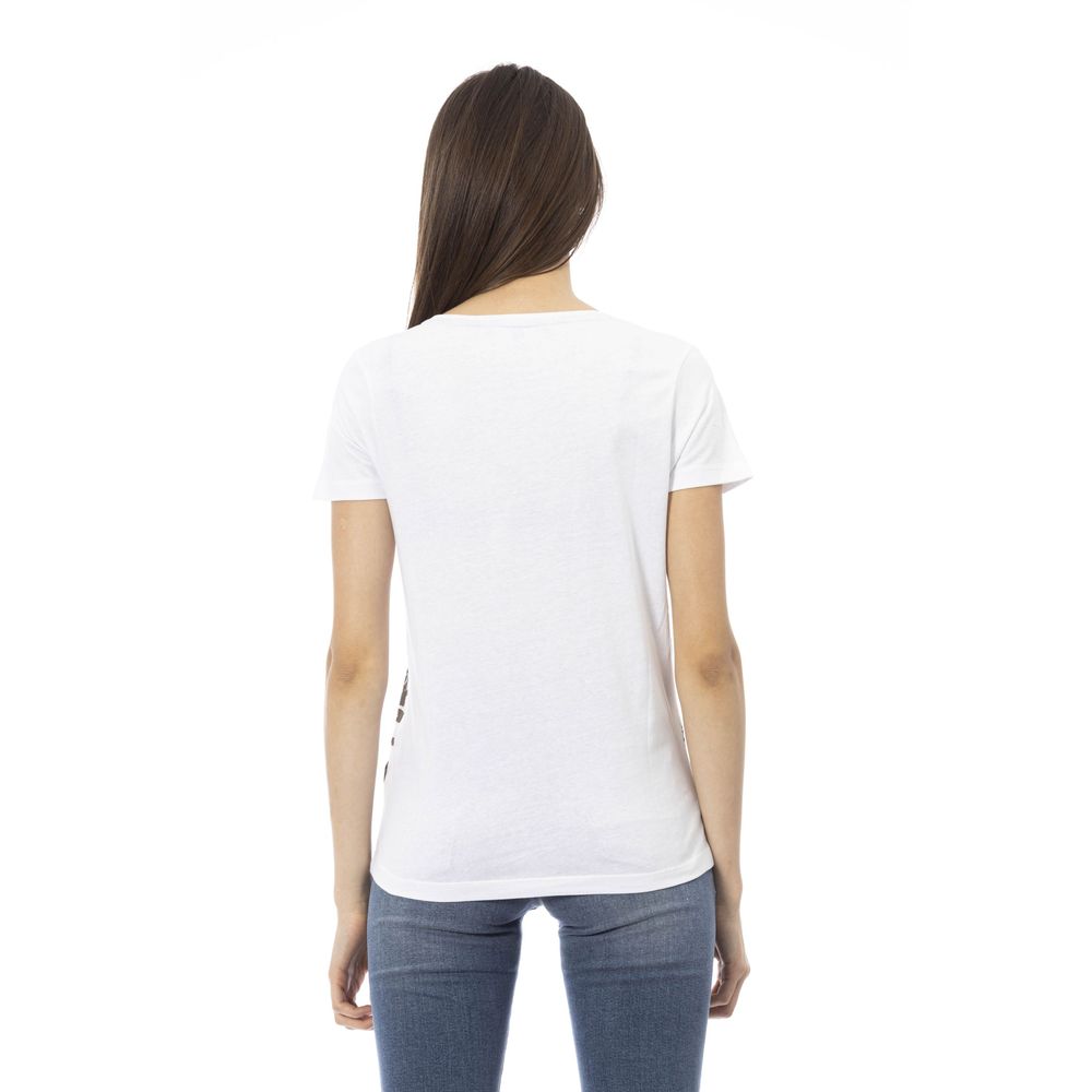 T-shirt blanc à manches courtes et col rond Trussardi Action Chic