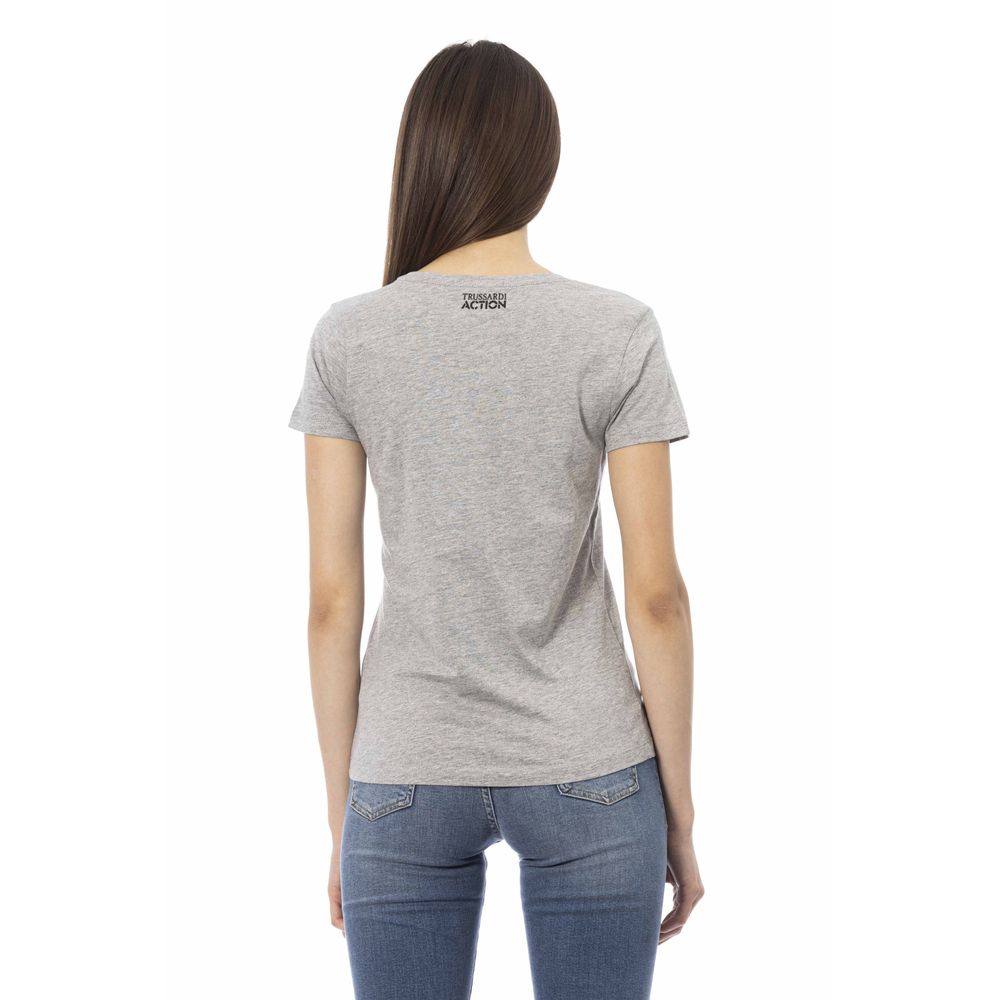 T-shirt Trussardi Action Chic en coton mélangé gris avec imprimé unique