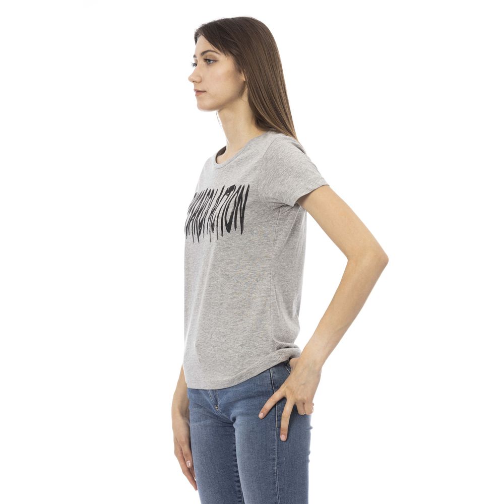 T-shirt Trussardi Action Elegant en coton mélangé gris avec imprimé chic