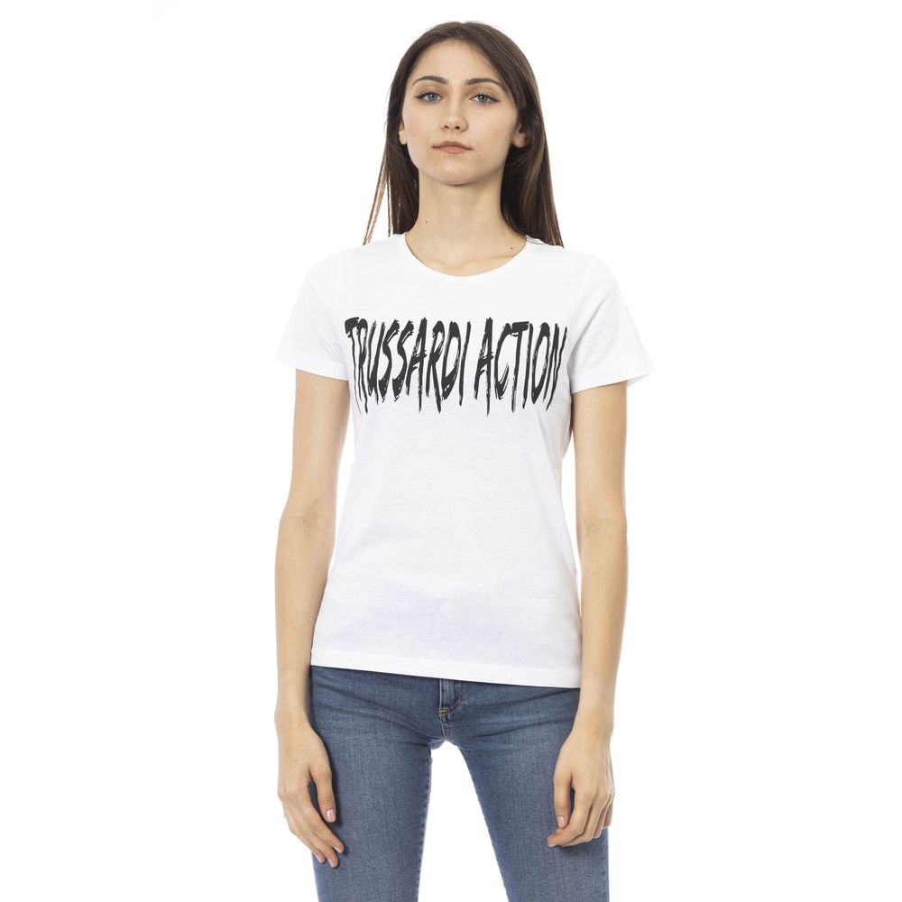 Camiseta elegante de manga corta con estampado elegante en el frente Trussardi Action