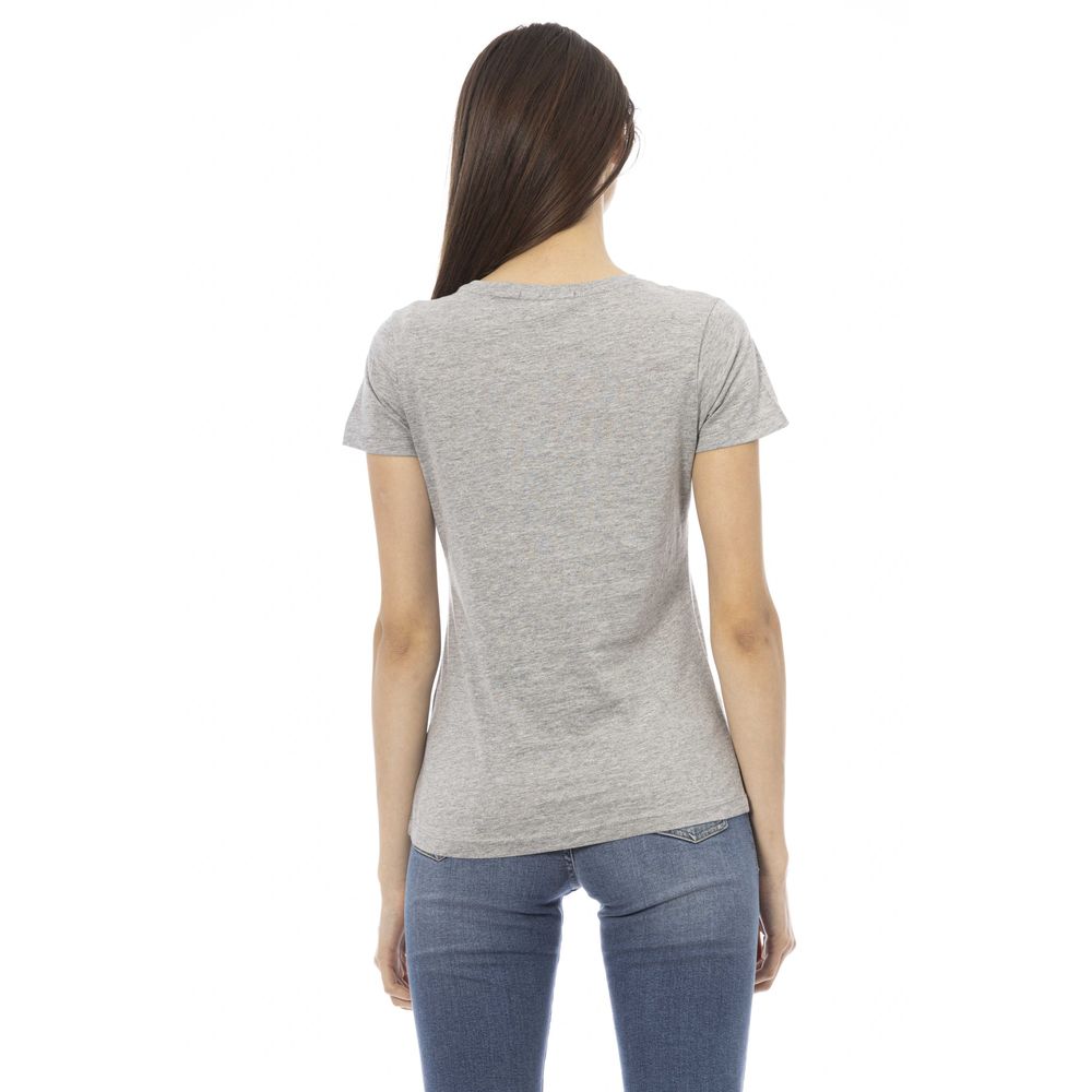 T-shirt Trussardi Action Elegant en coton mélangé gris avec imprimé chic