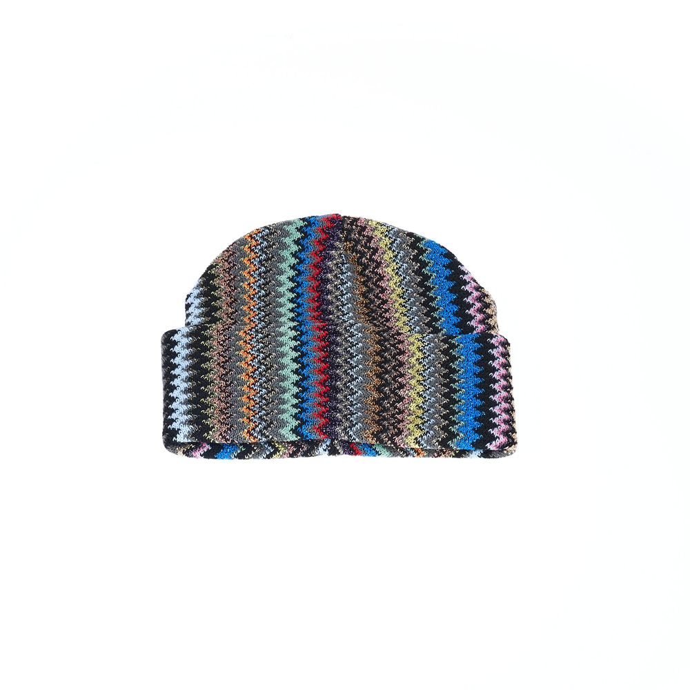 Bonnet en laine et acrylique multicolore à motif géométrique fantaisie Missoni