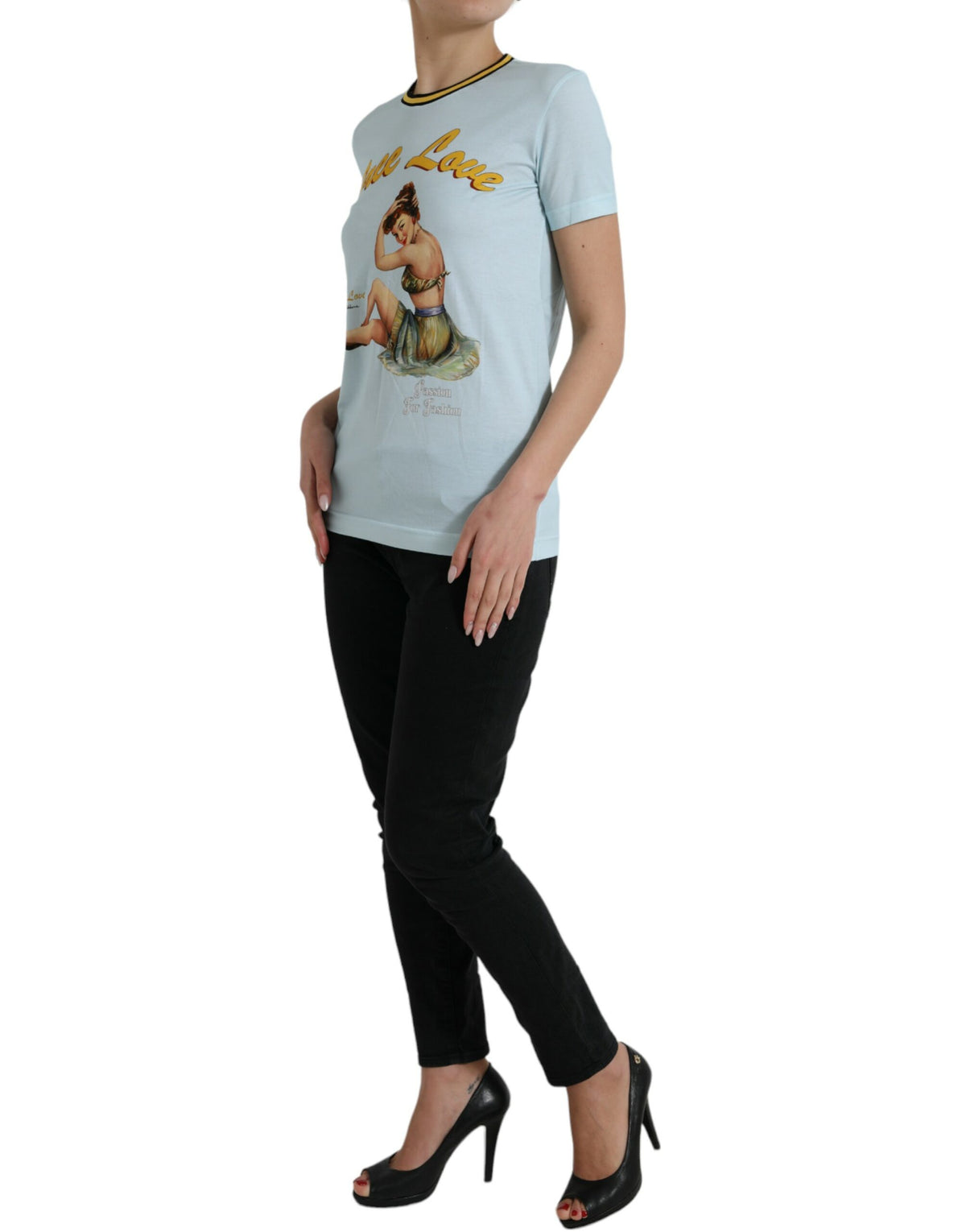 T-shirt élégant en coton bleu clair Dolce &amp; Gabbana