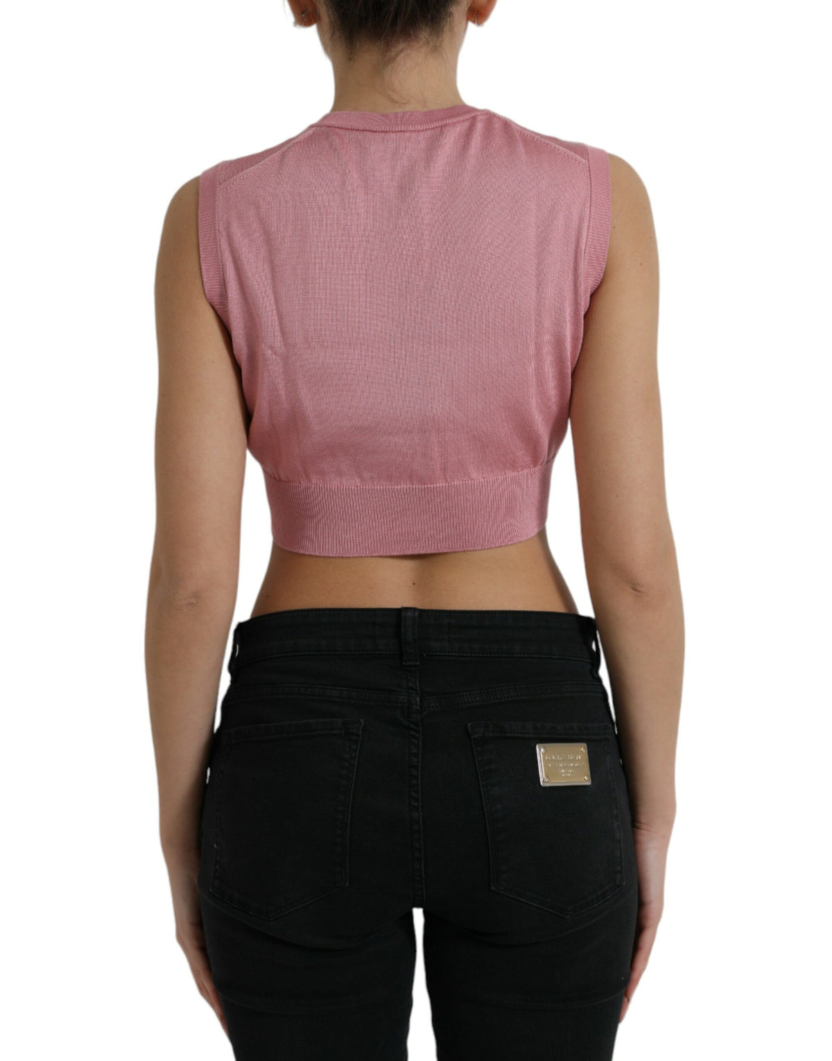 Dolce & Gabbana Elegant Silk Crew Neck Cropped Tank Top