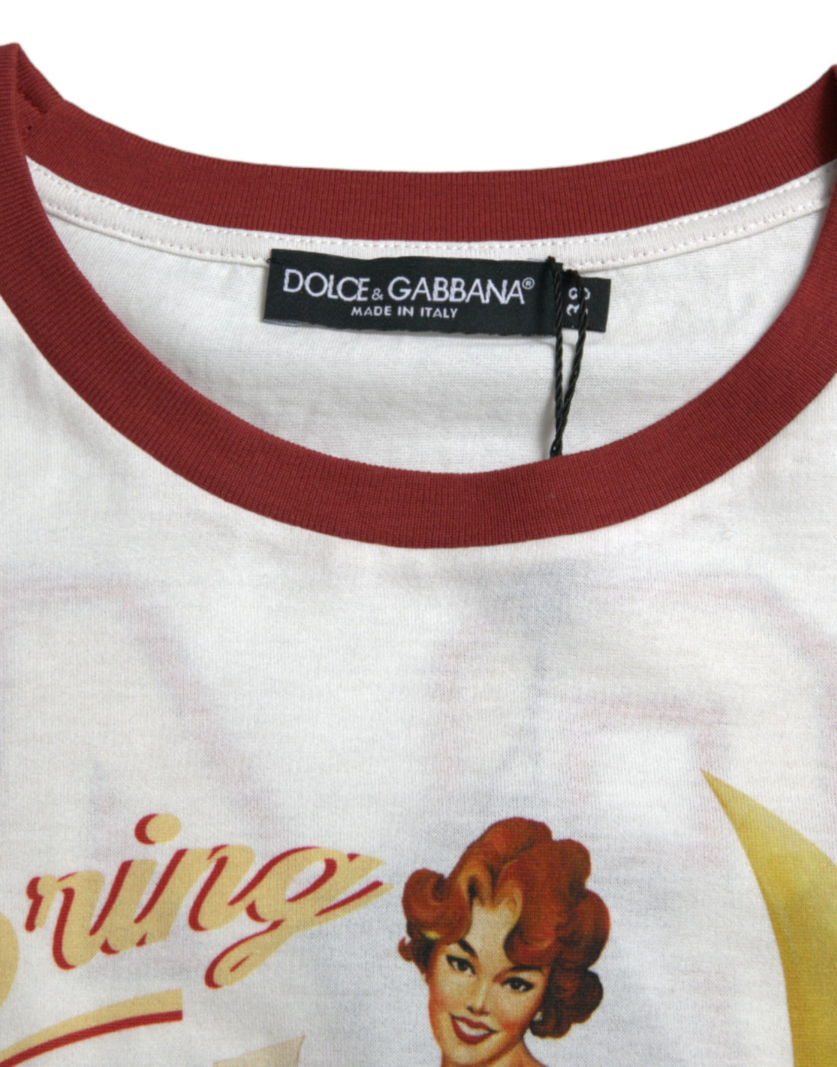 Camiseta elegante de algodón blanca con cuello redondo de Dolce &amp; Gabbana