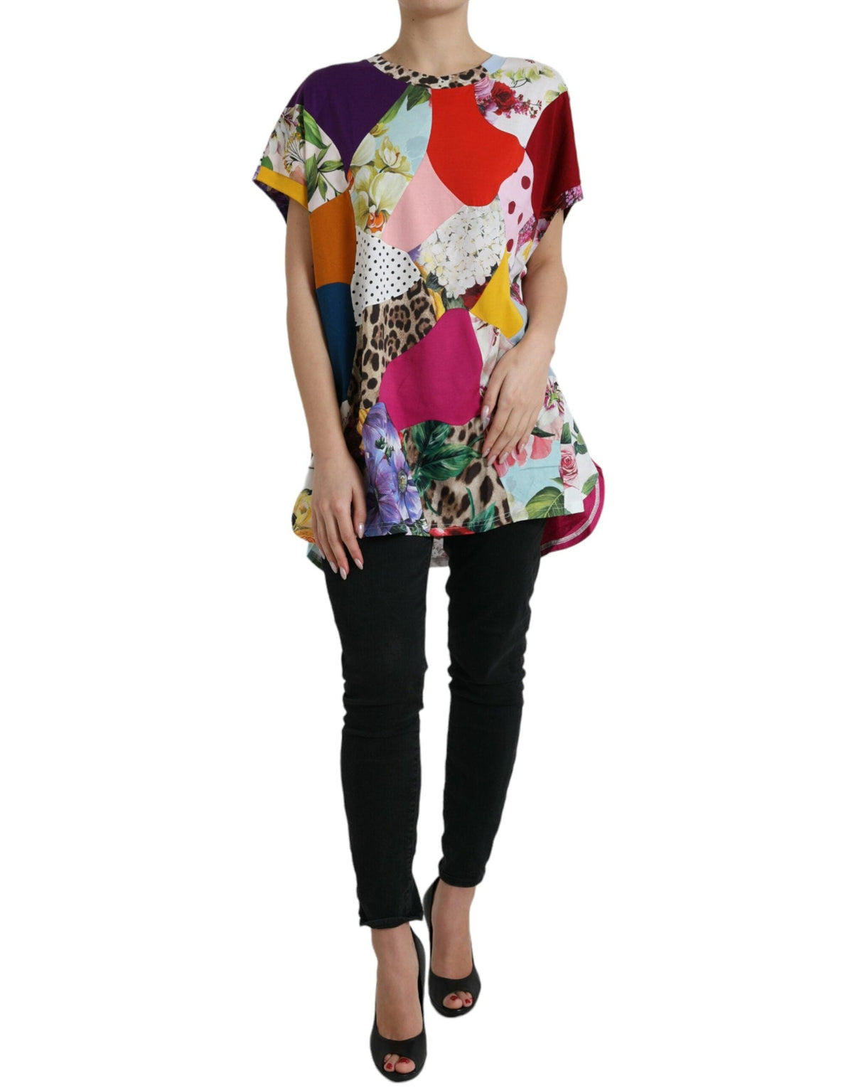 Chemisier patchwork multicolore en coton et soie Dolce &amp; Gabbana