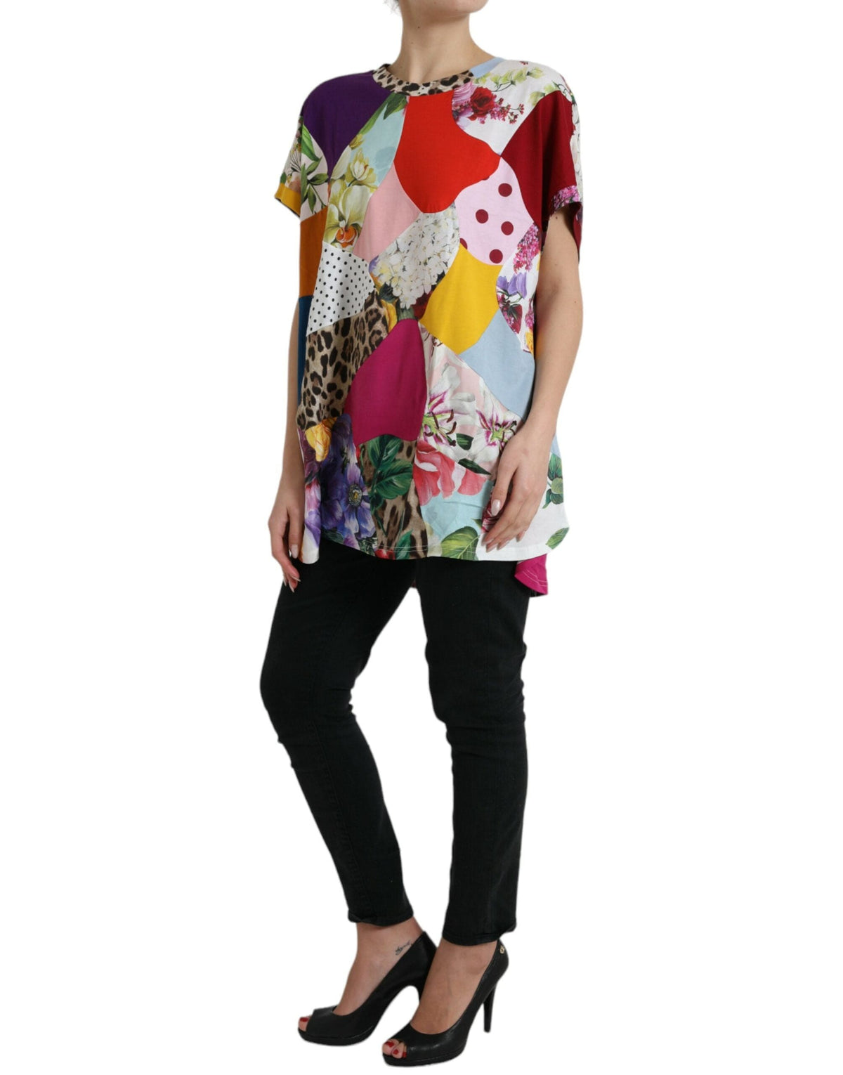 Chemisier patchwork multicolore en coton et soie Dolce &amp; Gabbana