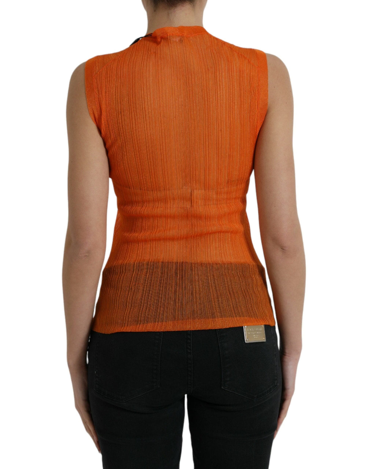 Camiseta sin mangas con cuello redondo en color naranja chic de Dolce &amp; Gabbana