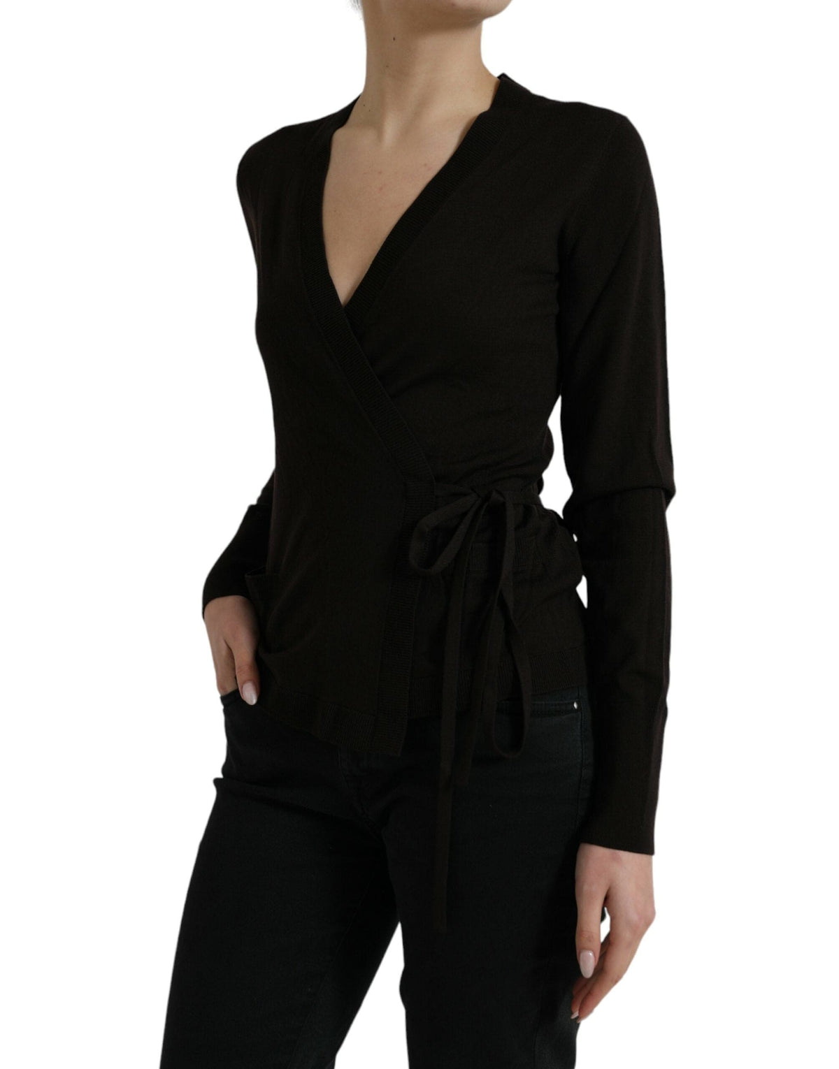 Cardigan élégant en laine vierge noire Dolce &amp; Gabbana