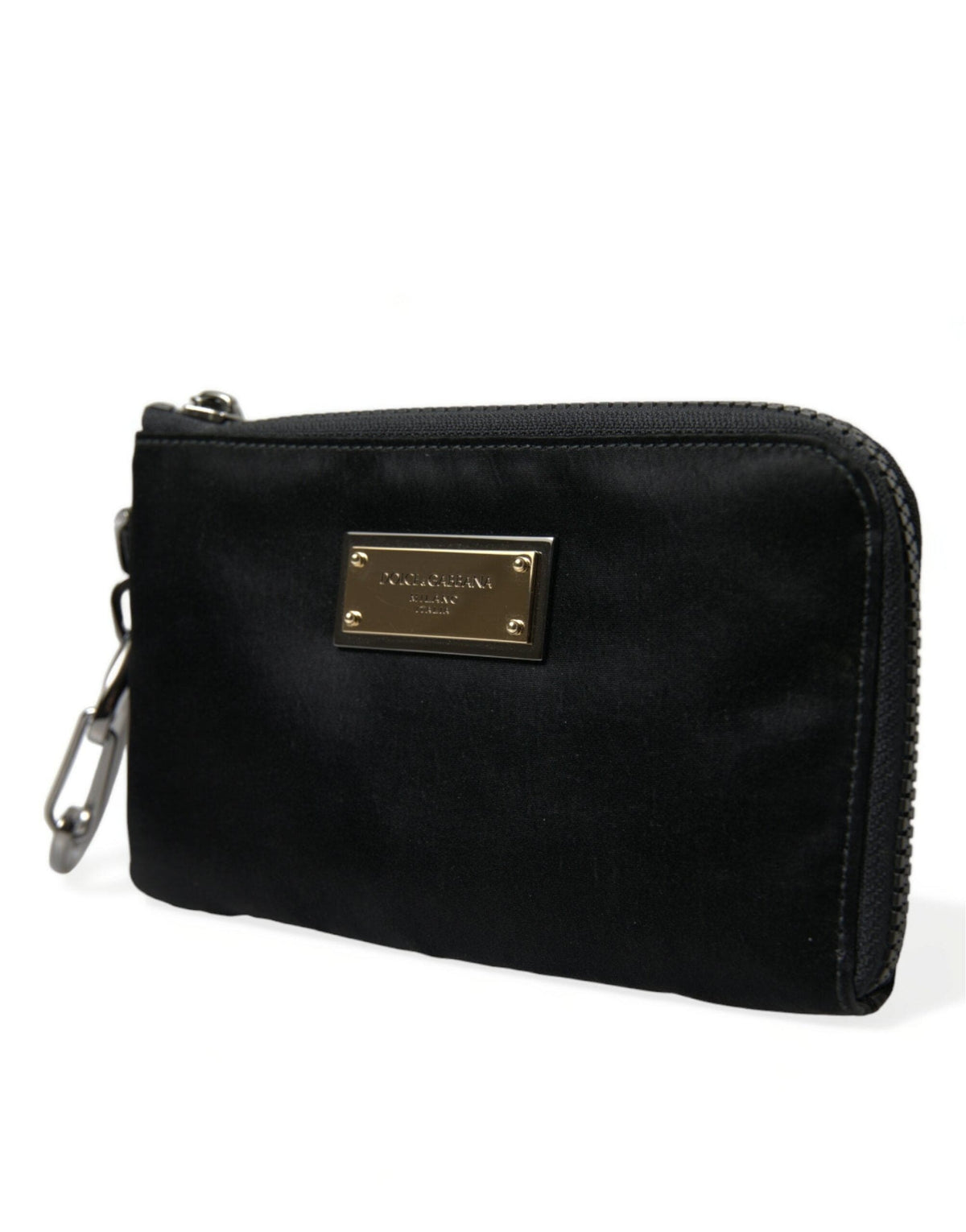 Pochette en nylon et cuir noir Dolce &amp; Gabbana Elite avec détail logo