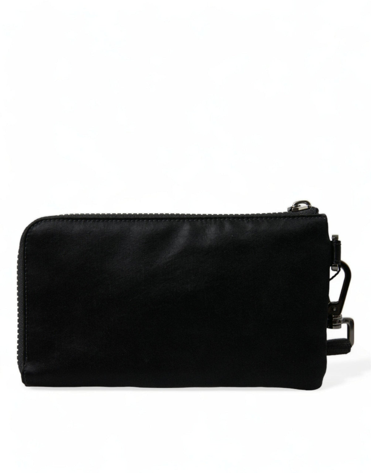 Elegante bolso de mano de piel de nailon negra con detalles plateados de Dolce &amp; Gabbana