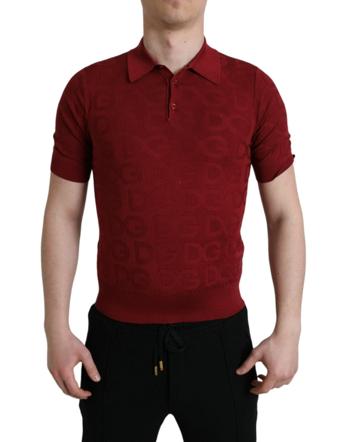 Polo élégant en soie bordeaux Dolce &amp; Gabbana