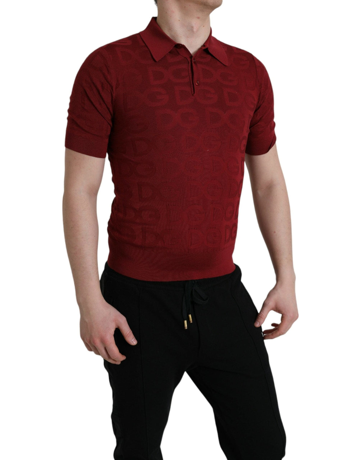 Polo élégant en soie bordeaux Dolce &amp; Gabbana