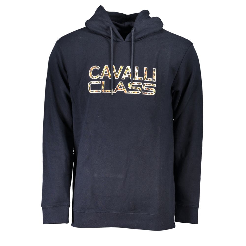 Sweat-shirt à capuche brossé bleu Cavalli Class Chic