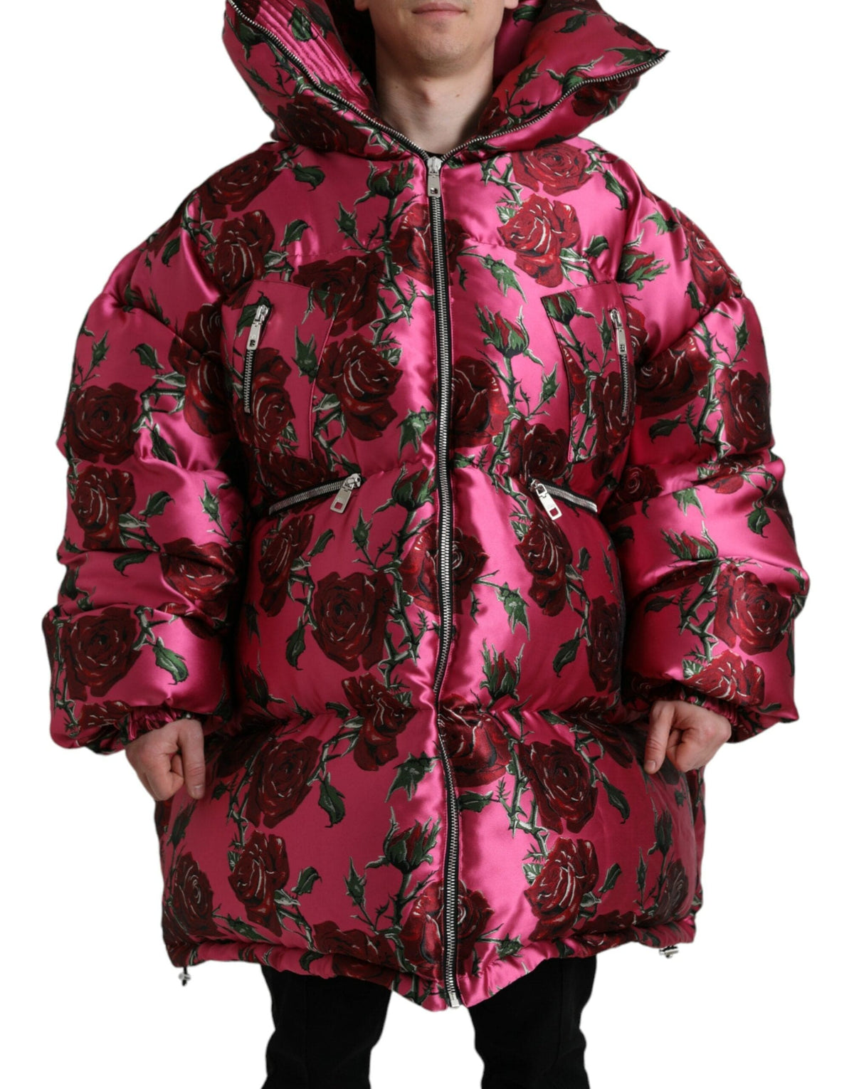 Veste matelassée élégante à imprimé roses Dolce &amp; Gabbana