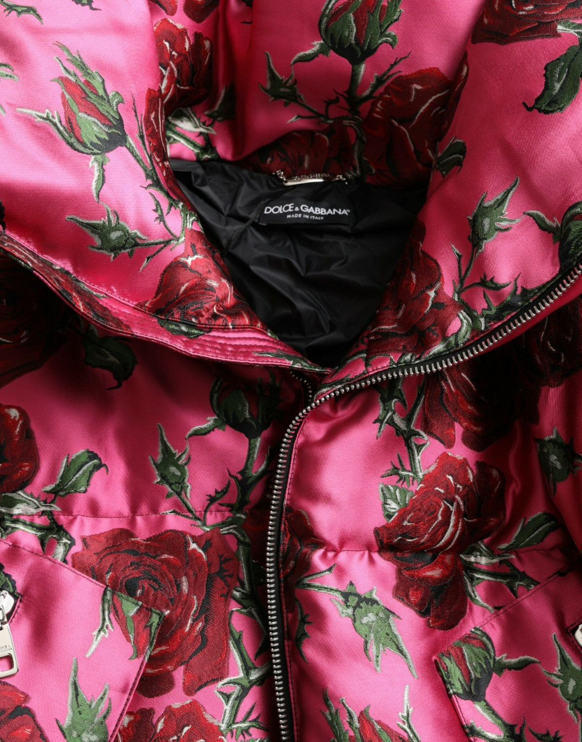 Dolce & Gabbana Elegant Rose Print Quilted Jacket