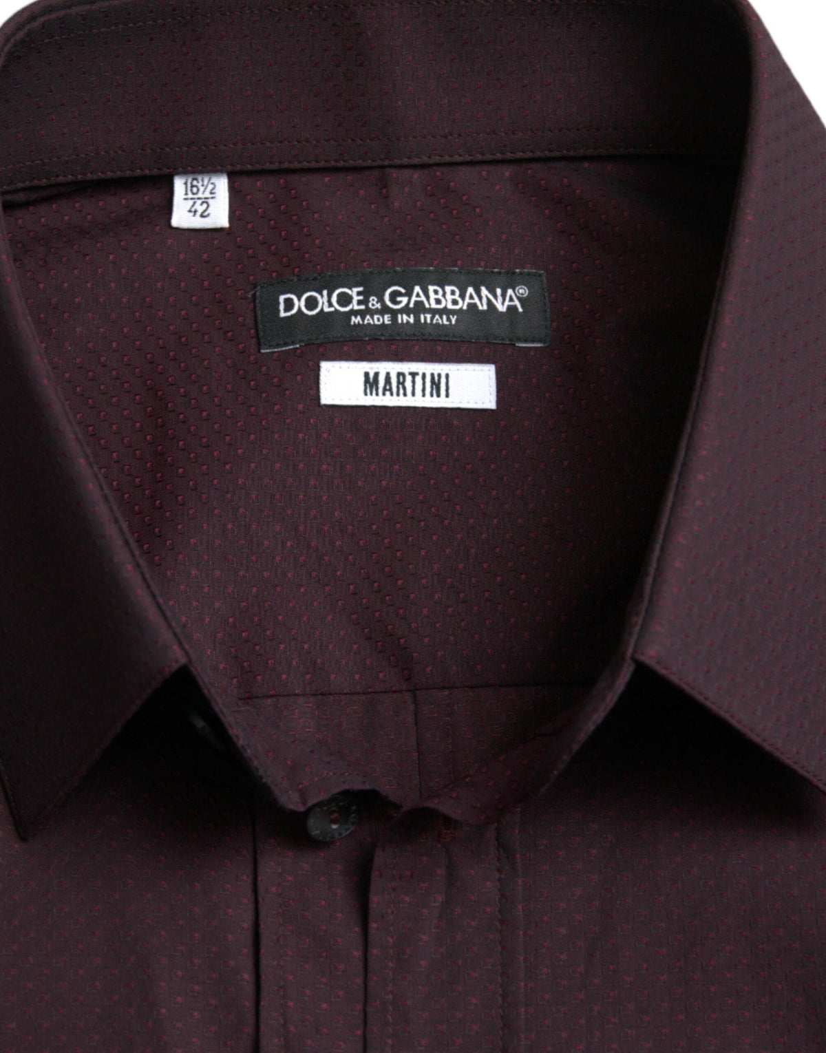 Camisa de vestir elegante color granate con diseño de martini de Dolce &amp; Gabbana