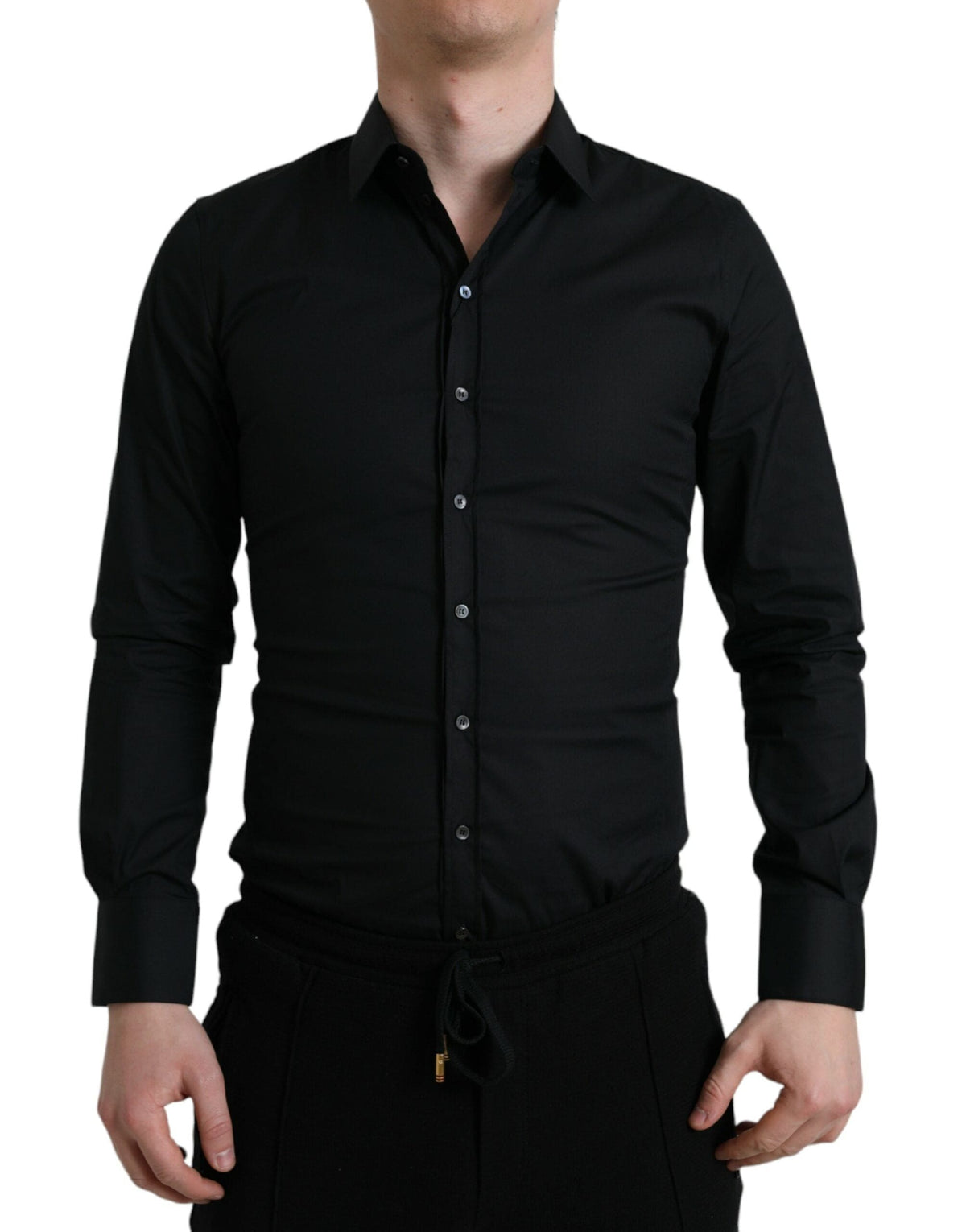 Chemise habillée italienne slim noire élégante Dolce &amp; Gabbana