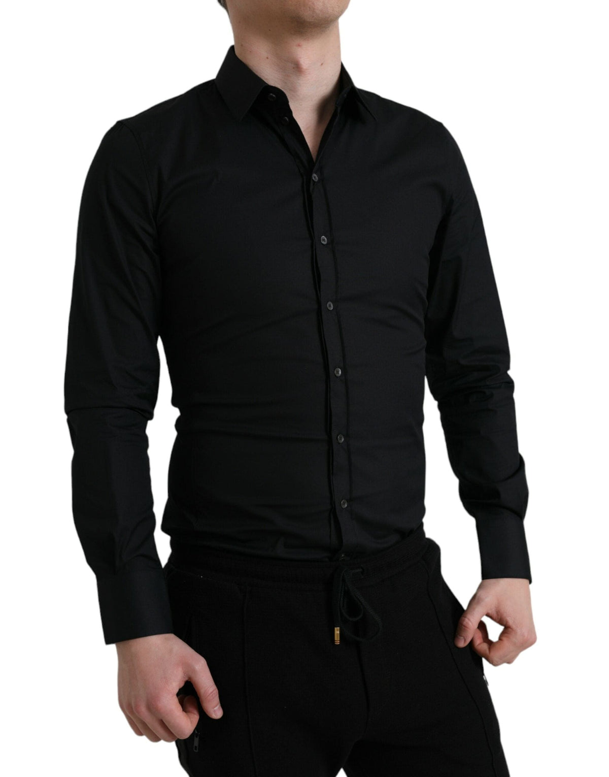 Chemise habillée italienne slim noire élégante Dolce &amp; Gabbana