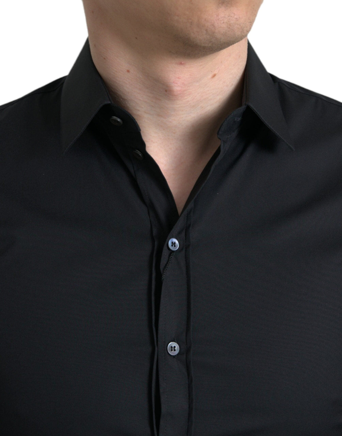 Camisa de vestir italiana elegante de corte entallado en color negro de Dolce &amp; Gabbana