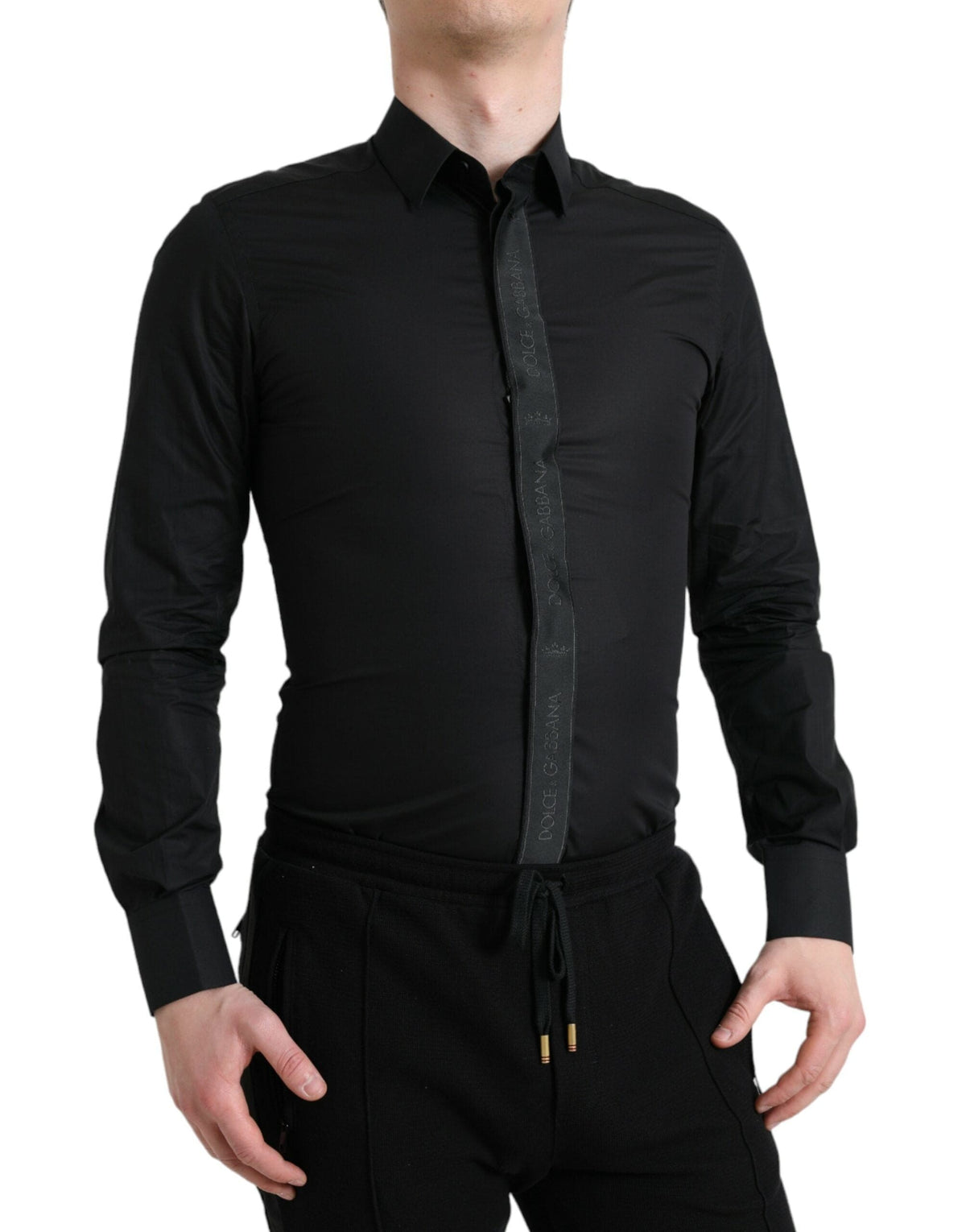 Chemise habillée slim noire élégante Dolce &amp; Gabbana