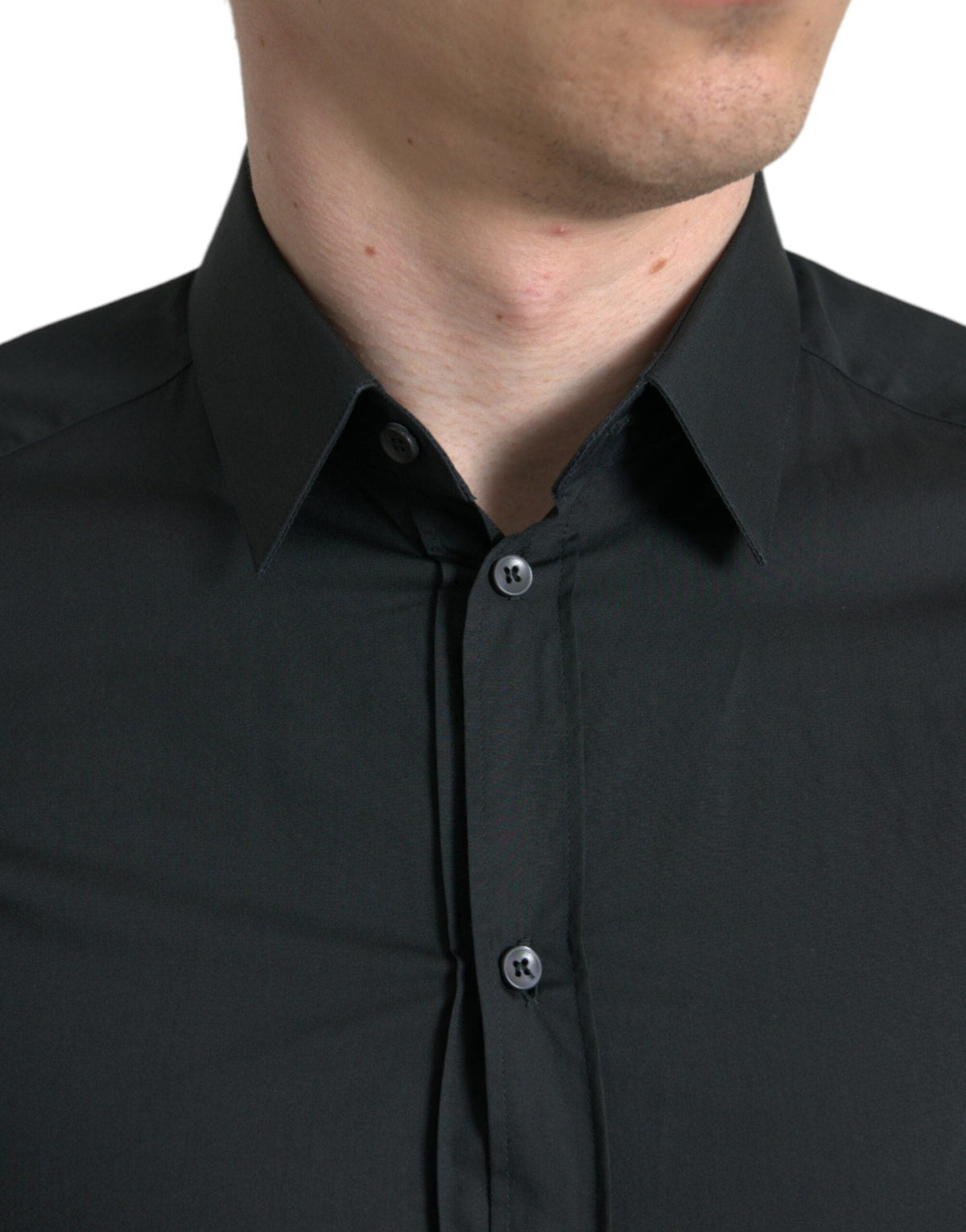 Chemise habillée en soie mélangée noire élégante Dolce &amp; Gabbana