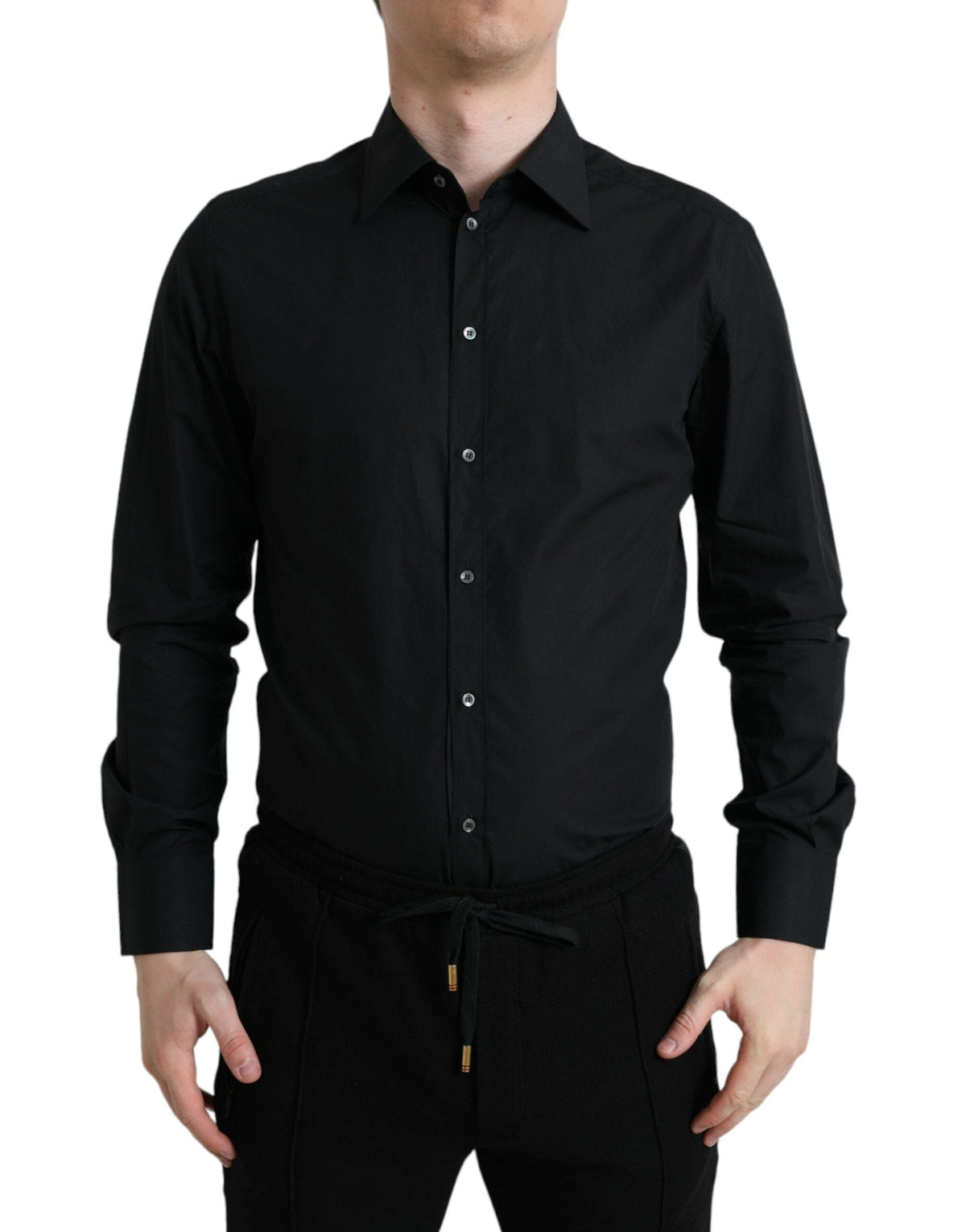 Chemise habillée italienne slim noire élégante Dolce &amp; Gabbana