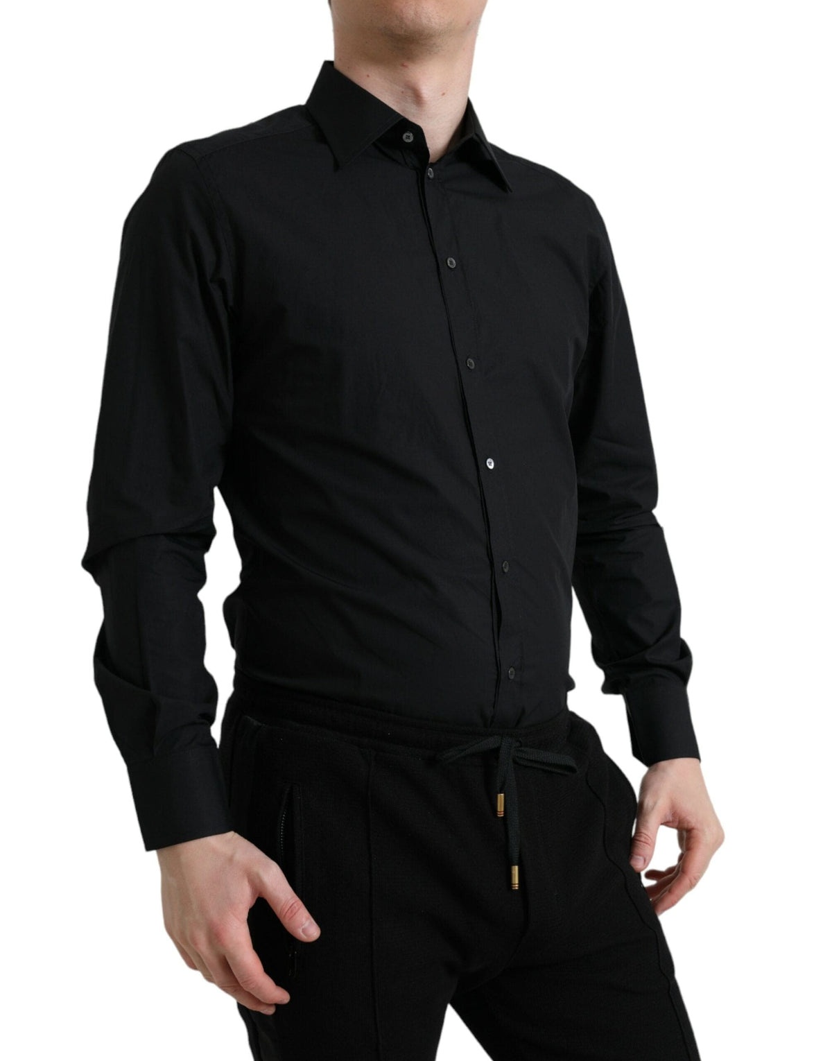 Chemise habillée italienne slim noire élégante Dolce &amp; Gabbana