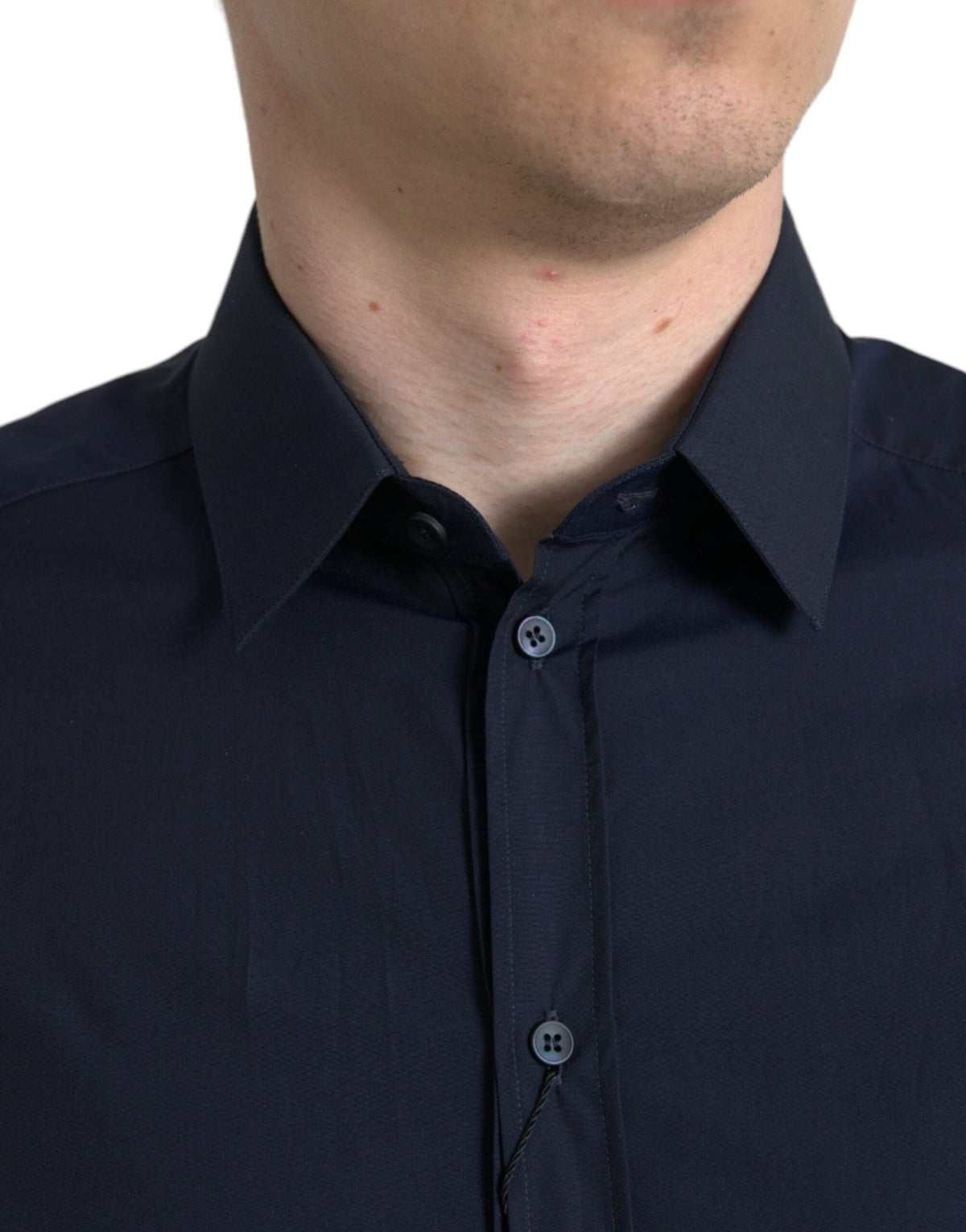 Camisa elegante de vestir en jacquard azul marino de Dolce &amp; Gabbana