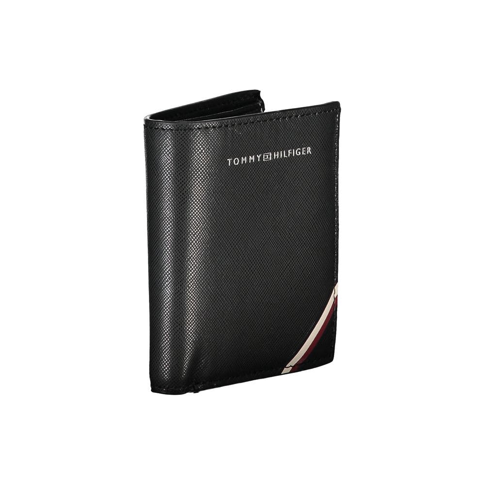 Tommy Hilfiger Sleek Black Leather Wallet with Contrasting Details