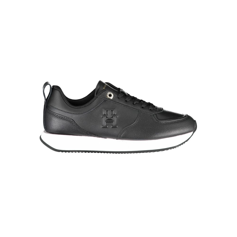 Tommy Hilfiger Black Leather Women Sneaker