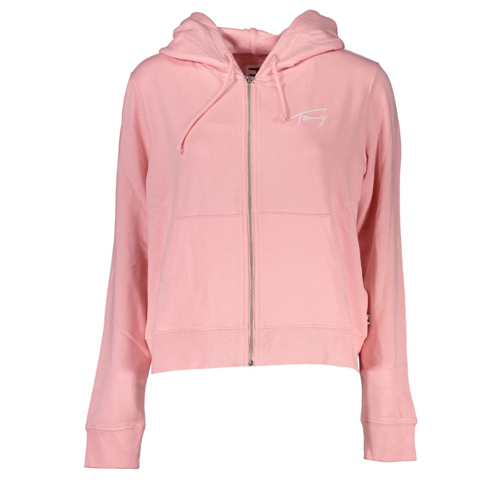 Tommy Hilfiger Elegant Fleece-Lined Hooded Sweatshirt in Pink