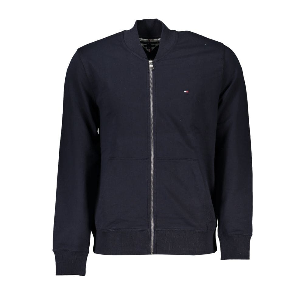 Sweat-shirt zippé bleu élégant Tommy Hilfiger avec détails brodés