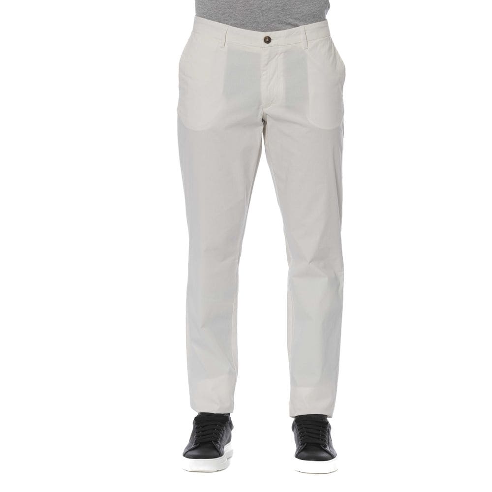 Pantalones elegantes de mezcla de algodón blanco Trussardi Jeans