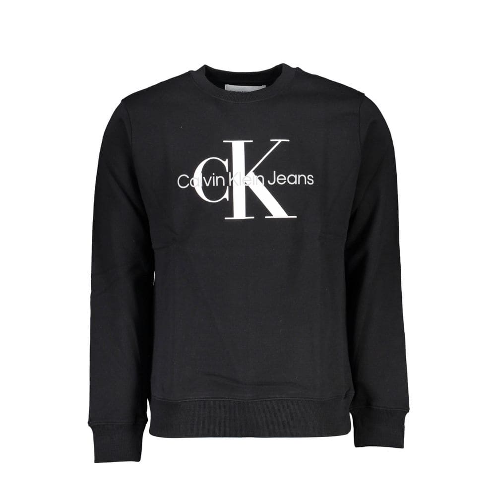 Calvin Klein Sleek Black Cotton Crew Neck Sweatshirt