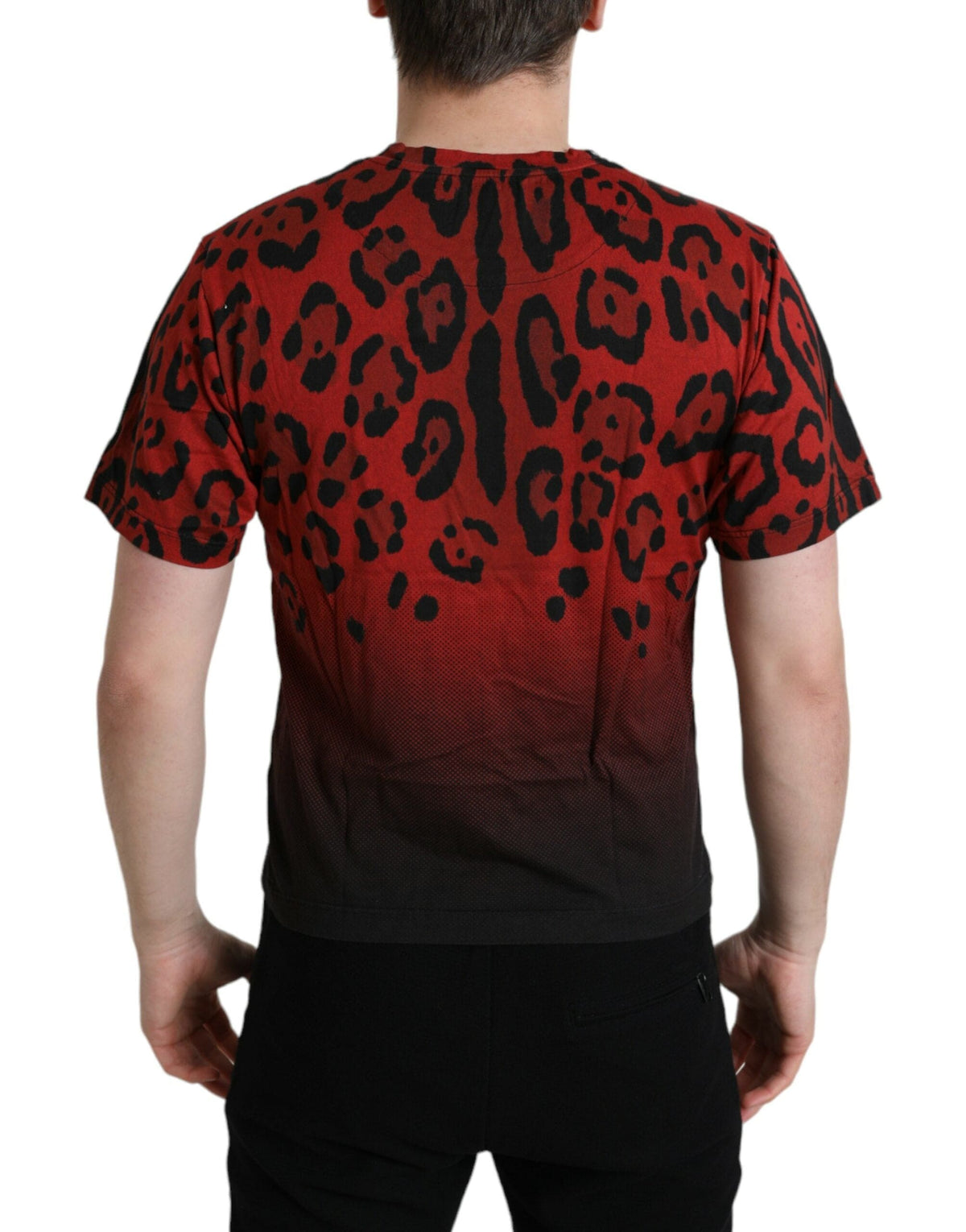 T-shirt ras du cou à imprimé léopard rouge Dolce &amp; Gabbana