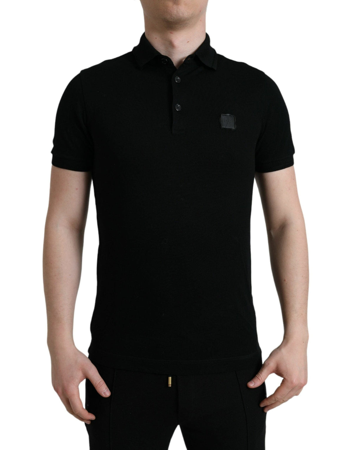 Polo en coton noir élégant Dolce &amp; Gabbana