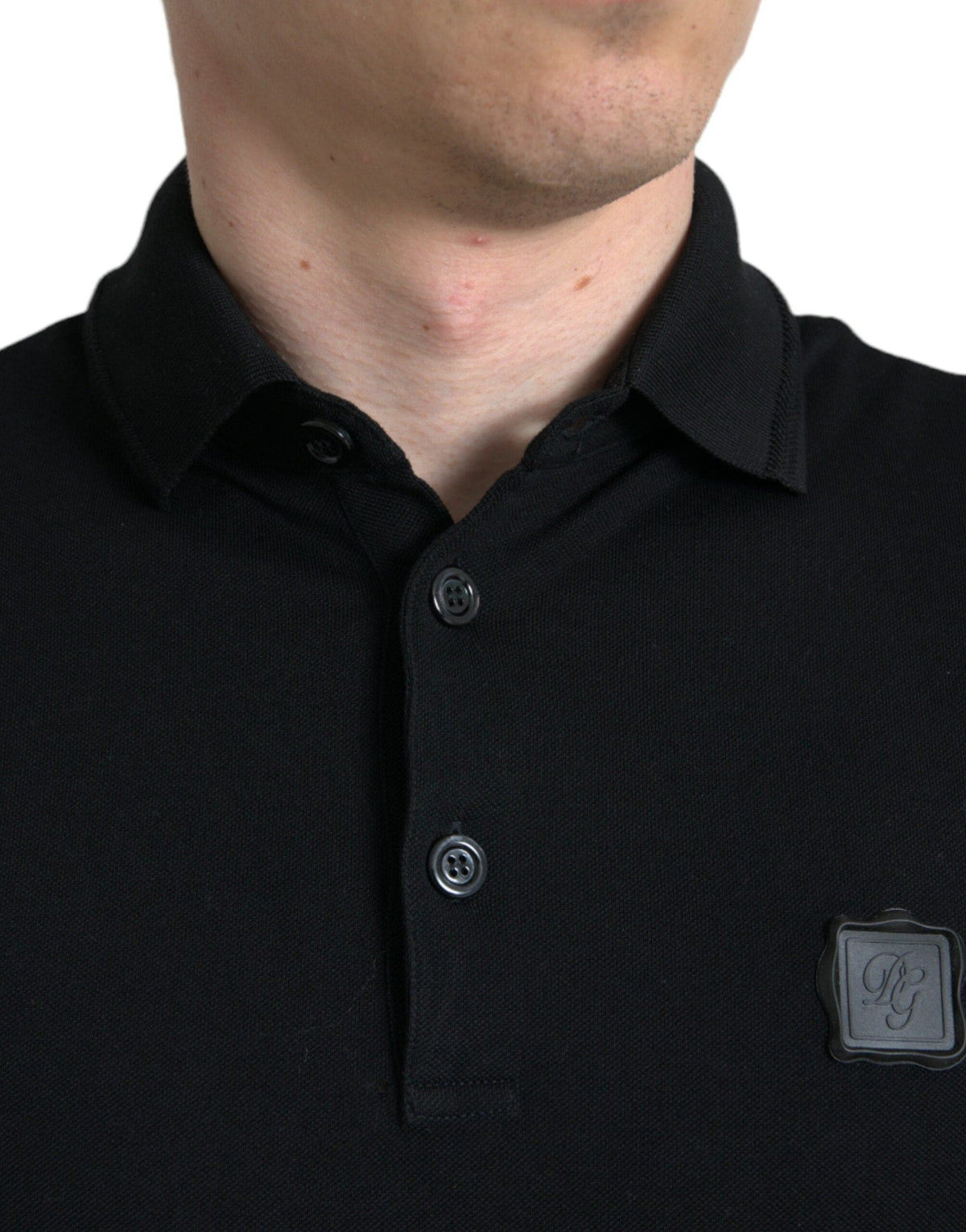 Polo elegante de algodón negro de Dolce &amp; Gabbana