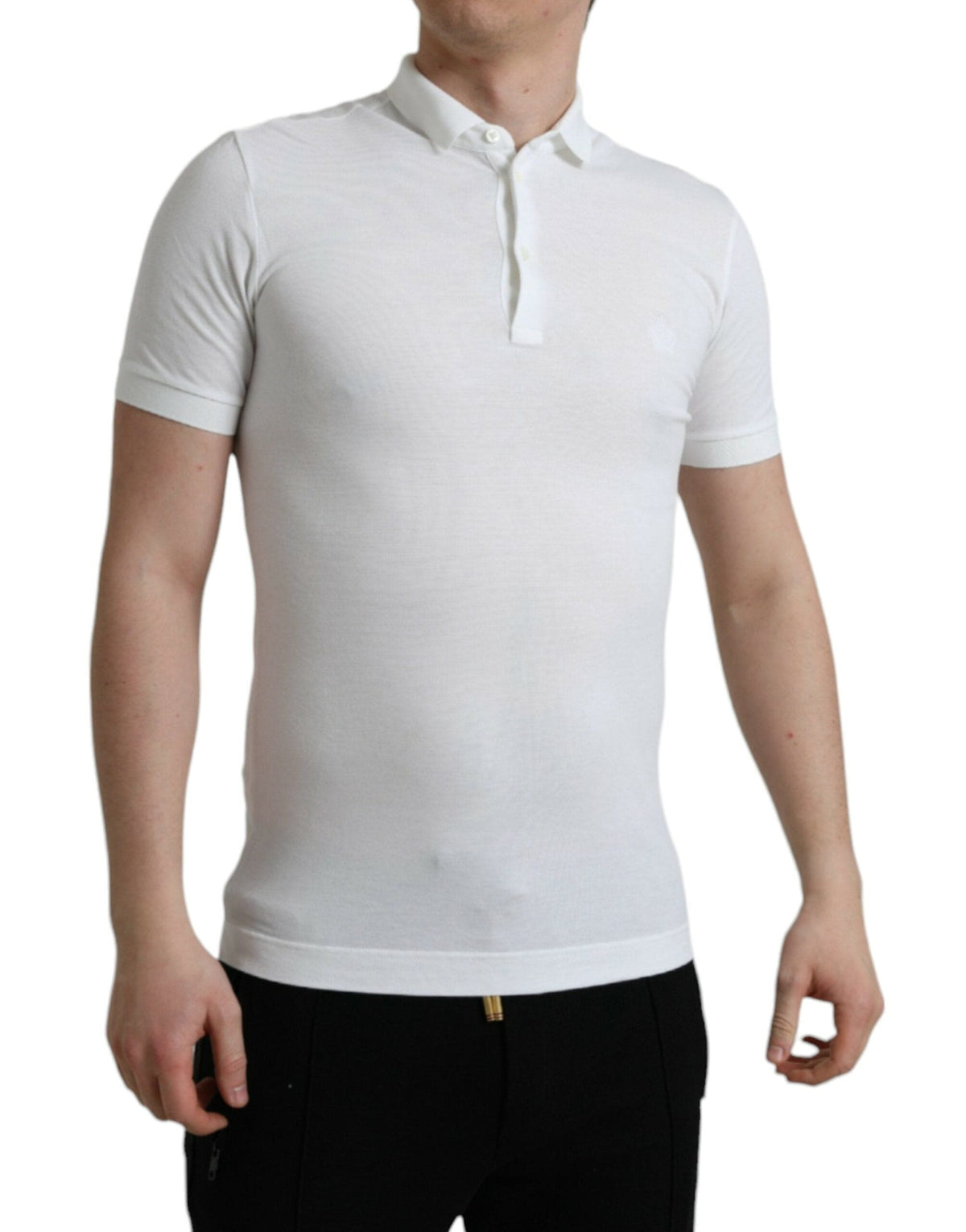 Polo en coton blanc avec couronne brodée Dolce &amp; Gabbana