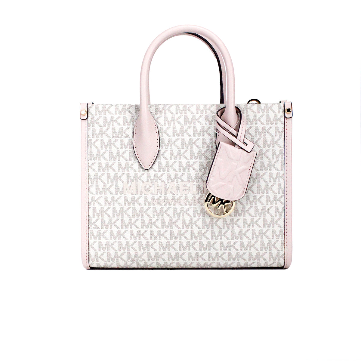 Sac cabas à bandoulière Mirella de Michael Kors en PVC à fermeture éclair sur le dessus, petit format, couleur blush poudré