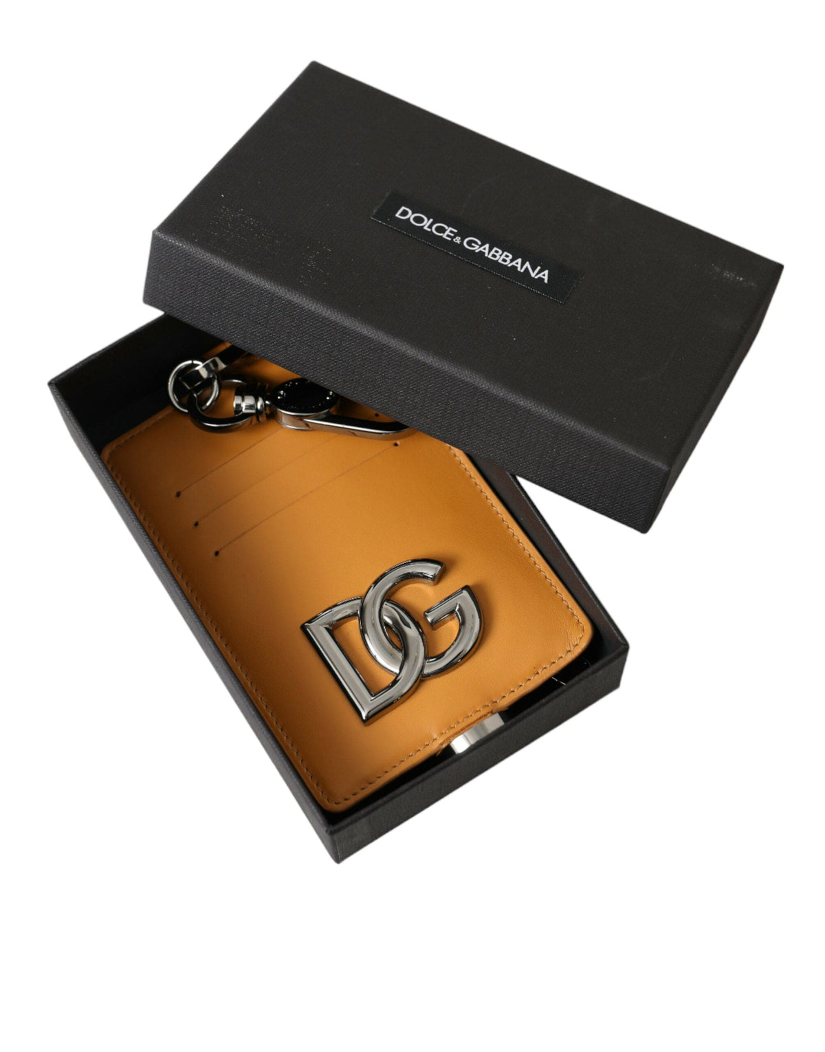 Porte-cartes élégant en cuir de veau orange Dolce &amp; Gabbana