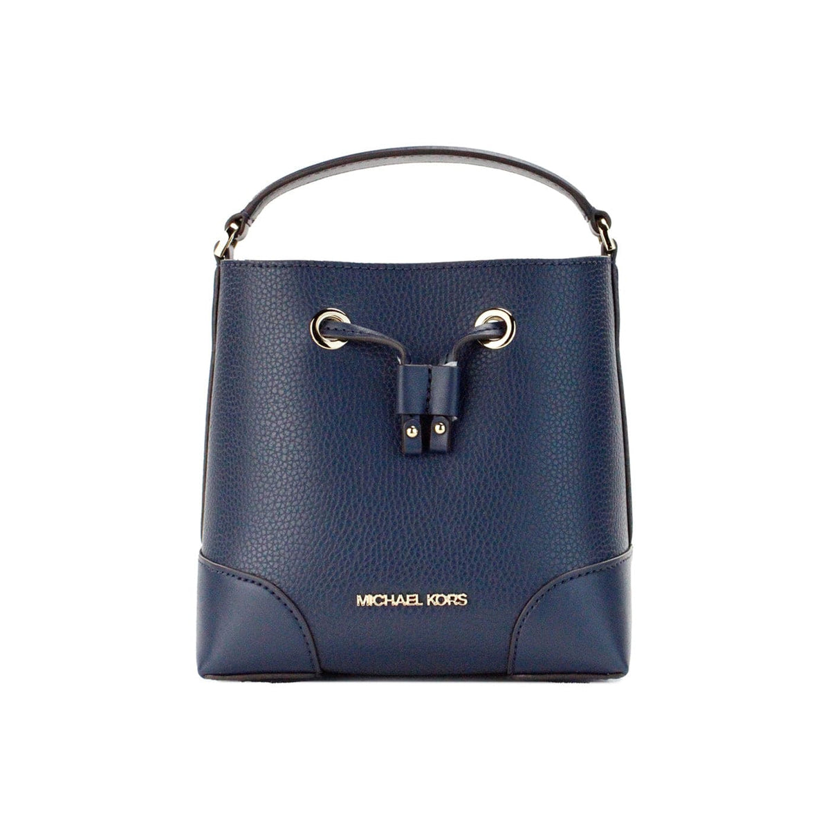 Bolso bandolera tipo cubo de piel granulada azul marino Mercer de Michael Kors