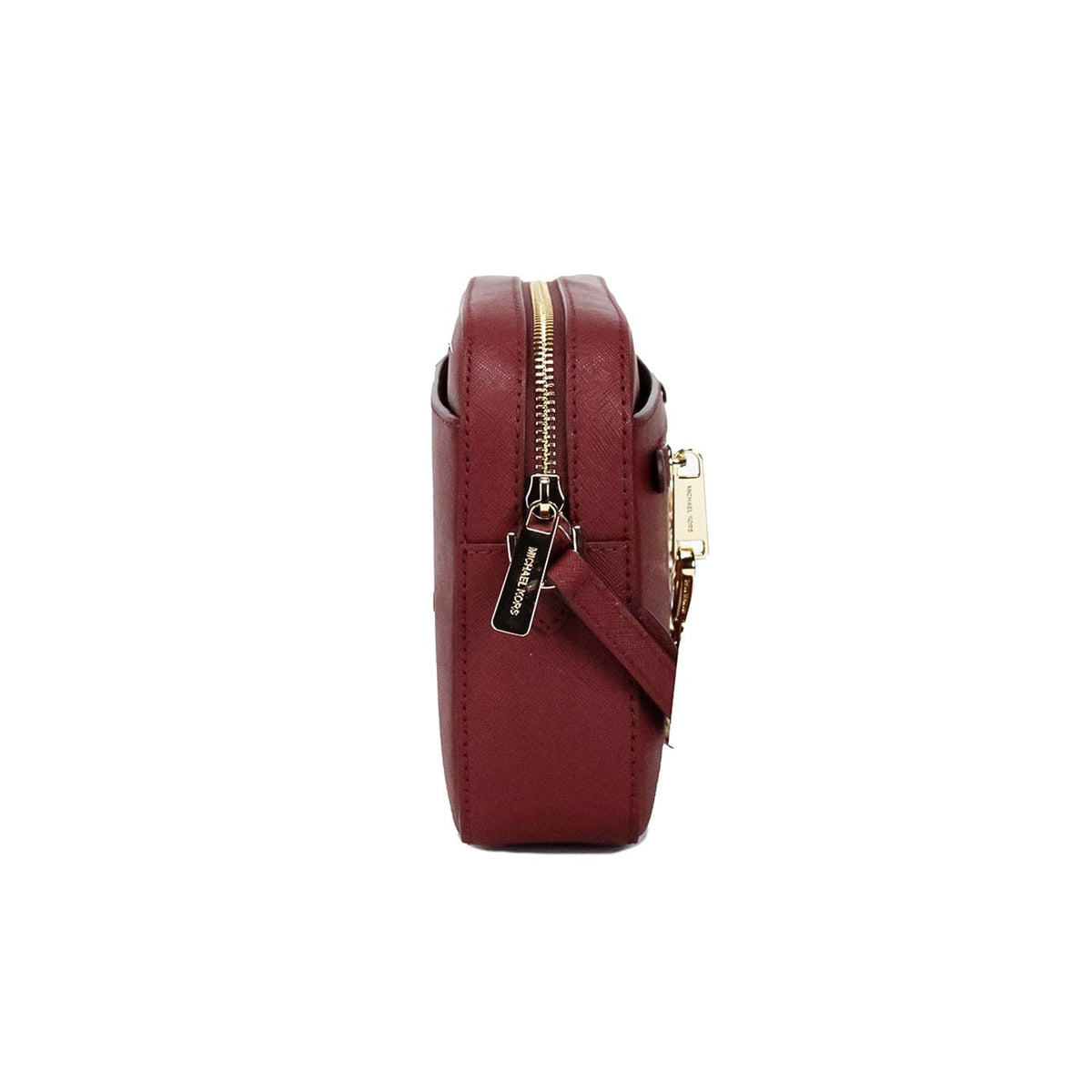 Sac à bandoulière zippé en cuir cerise foncé Jet Set East West de Michael Kors de grande taille