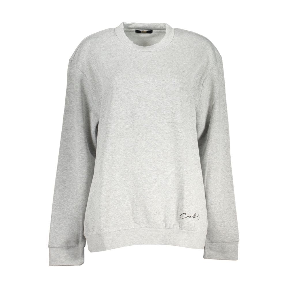 Sweat-shirt ras du cou brodé gris Cavalli Class Chic