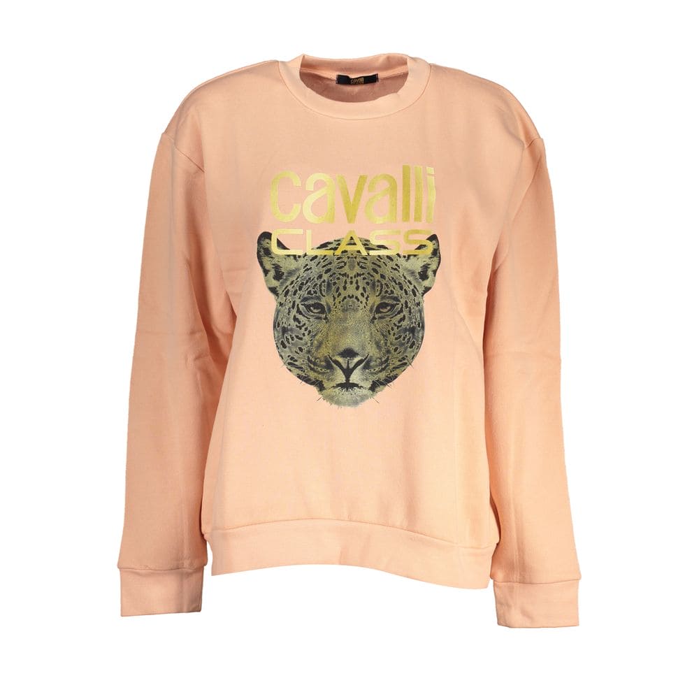 Sweat-shirt ras du cou en polaire rose Cavalli Class Chic