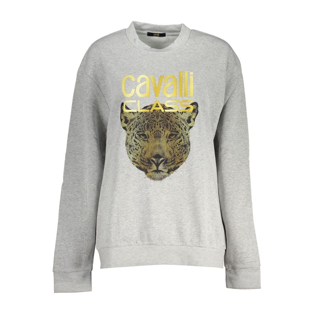 Sweat-shirt ras du cou en polaire gris Cavalli Class Chic